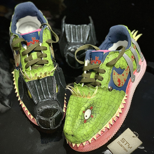 STY定制Nike AIR FORCE 1 AF1 异兽魔都 绿色开曼 耐克复古运动鞋