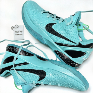 Kobe ZK6 黑白蒂芙尼 STY定制Nike 科比6代低帮实战篮球鞋 Zoom