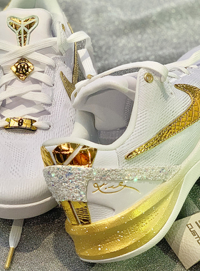 STY定制 Nike Kobe 8 ZK8 科比8 白色 白金 低帮实战篮球鞋新款