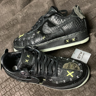 air 潮玩联名夜光运动鞋 force AF1黑武士鳄鱼蛇纹 STY定制NIKE