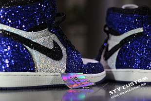 jordan 白蓝 STY bling爆闪水晶鞋 air 璀璨人生 custom换材料