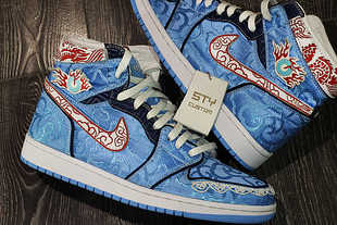 air 白蓝北卡蓝丝绸 jordan AJ1黑曜石 祥云龙纹中国风 STY定制