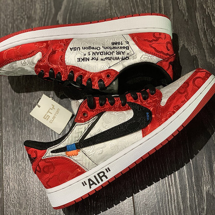 Air Jordan 1 Low AJ1黑粉OG 复古低帮板鞋篮球鞋定制 白红丝绸
