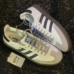 黑白灰亮片水钻 男女运动鞋 STY定制Samba桑巴德训鞋 Adidas复古板鞋