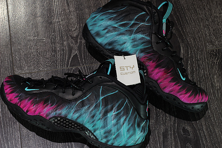 STY定制喷泡 Nike Air Foamposite One花卉喷极光喷 赛博朋克主题