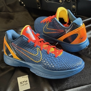 克拉克同款 STY定制Nike 蓝色渐变耐克实战篮球鞋 ZK6科比6 Kobe6