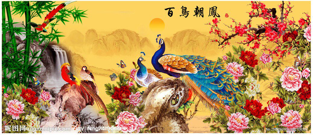 新款包邮客厅大画十字绣DMC花鸟
