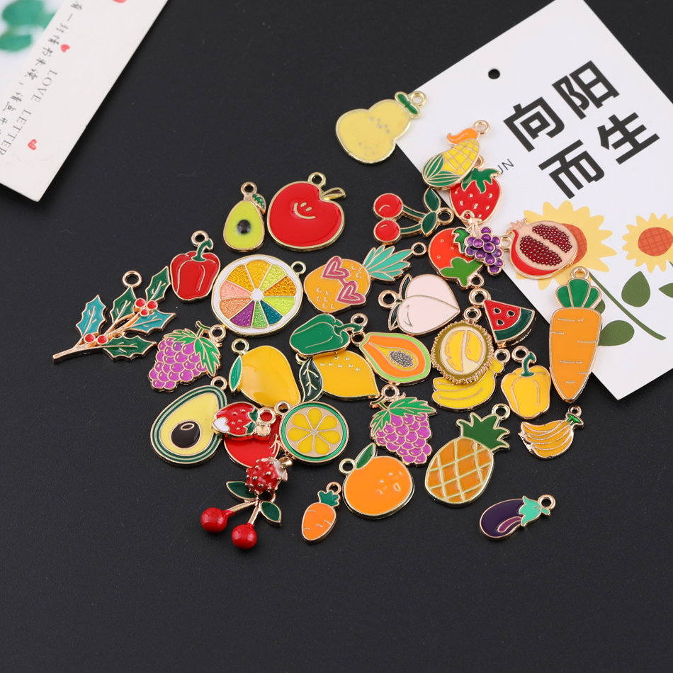 夏日卡通樱桃葡萄滴油合金