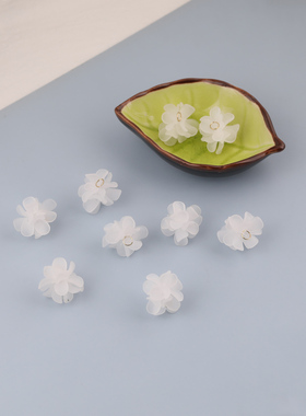 白色山茶花耳饰配件吊坠 diy手工自制耳饰发饰项链饰品材料配件