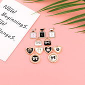 简约镶钻小香风滴油合金蝴蝶结爱心吊坠 diy手作包包手机挂饰配件