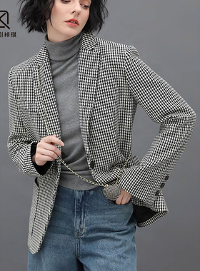 lpink 2024春秋季新款女装千鸟格百搭短款外套91943
