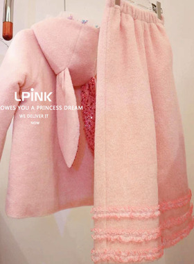 【Lpink 原创】女童秋冬新款呢料三层蛋糕花边裤子 93090