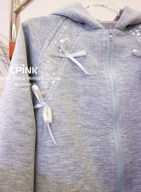 【Lpink童装】秋冬季新款洋气女童蝴蝶结兔耳朵加绒外套93078