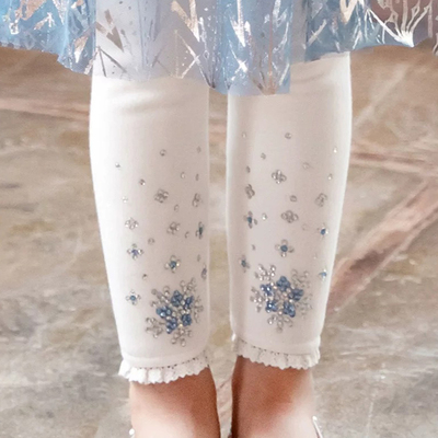 新款女童薄款烫钻艾莎打底裤