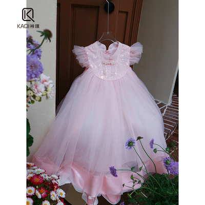 洋气宝宝国风蕾丝拼接连衣裙