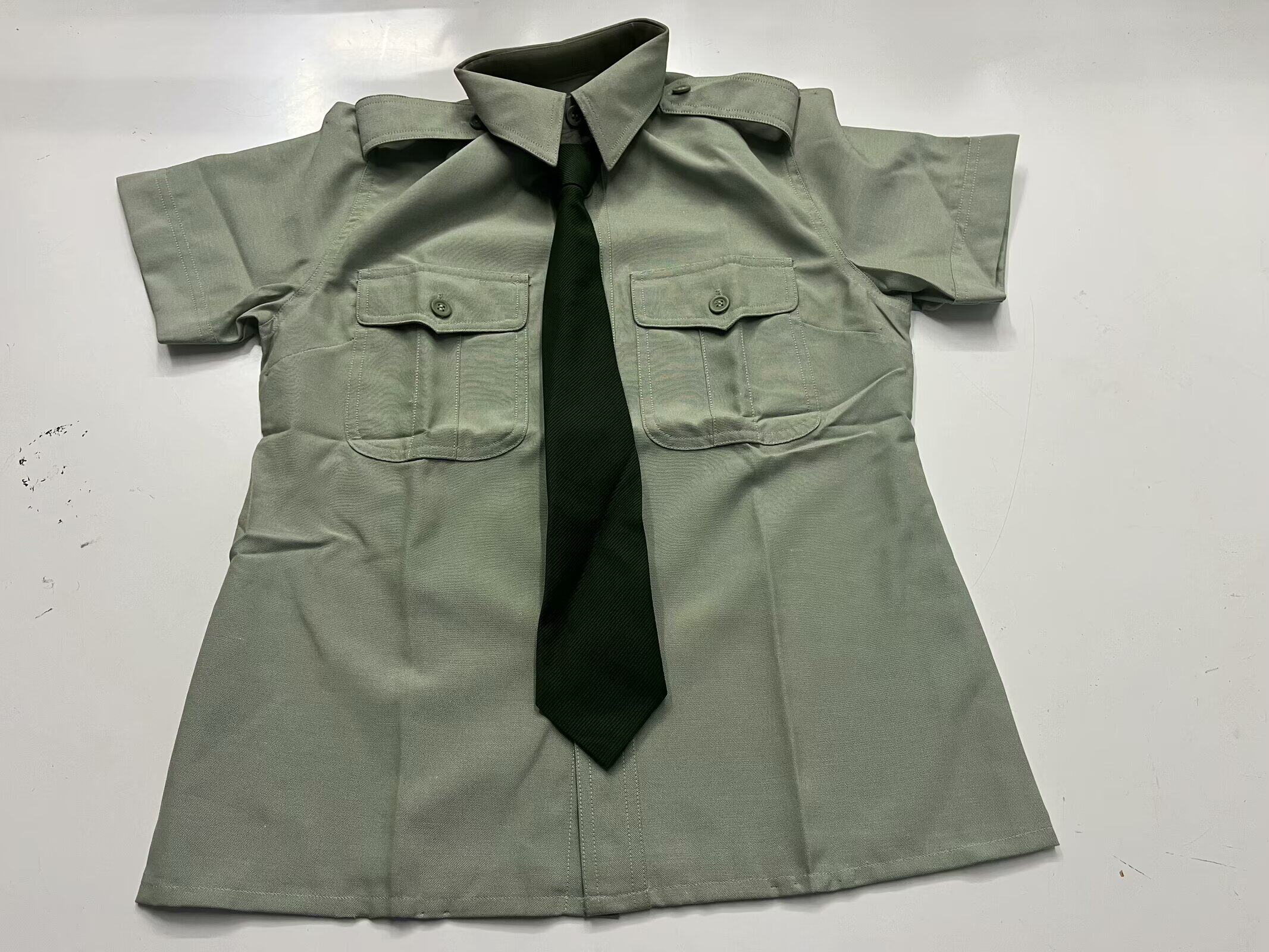 保真老货99款武衙绿色衬衫老式8-柒常服短袖正品正装衬衫送领带