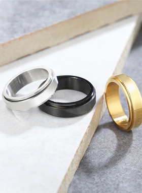 时尚风光面ins钛钢戒指网红