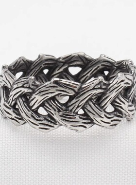 时尚钛钢男款戒指 欧美时尚树枝编织维京凯尔特男款钛钢戒指指环