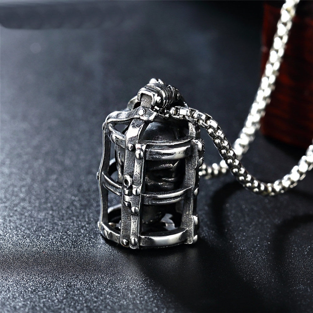 时尚钛钢项链 非主流摇滚乐队监狱骷髅钛钢吊坠男款钛钢项链