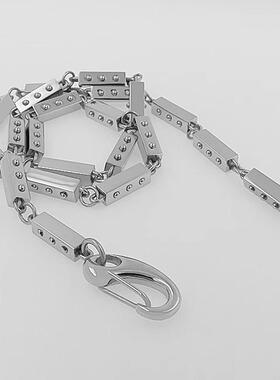 时尚钛钢项链 欧美ins朋克铸造长方体毛衣项链钛钢项链