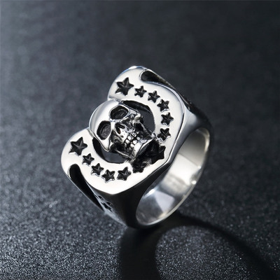 时尚钛钢男戒指欧美个性复古朋克