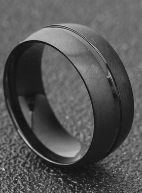 时尚风大气黑色钛钢戒指