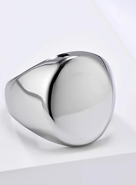 时尚钛钢戒指 欧美简约大光面椭圆形印章戒指 钛钢戒指指环