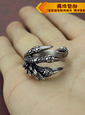 爪子动物活口朋克风钛钢戒指
