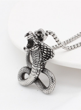 时尚钛钢项链欧美个性复古眼镜蛇