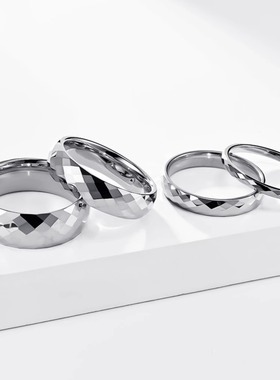 时尚钨钢戒指 钻石切割菱形龟面钨钢情侣戒指对戒 防剐蹭钨金戒指