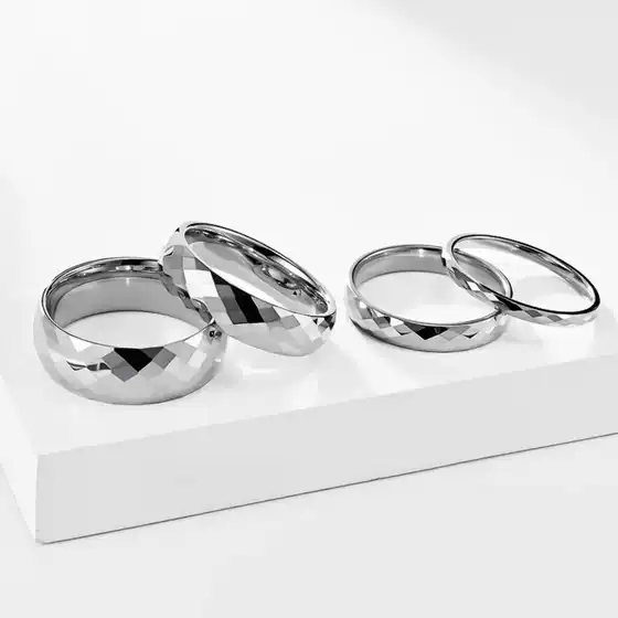 Fashionable Tungsten Steel Ring Diamond Cut Rhombus Turtle Surface Tungsten Steel Couple Ring Anti-Scratch Tungsten Gold Ring