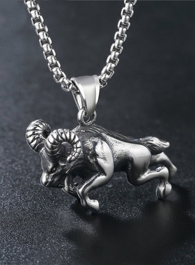 时尚钛钢项链  欧美个性复古牛头古希腊牛神男士钛钢项链