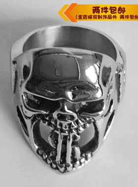 时尚风骷髅美元符号钛钢戒指