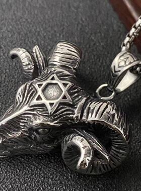 时尚项链六芒星吊坠钛钢生肖吊坠