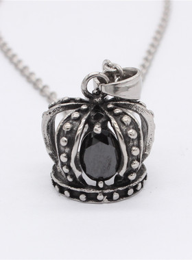 时尚钛钢项链 欧美个性复古中世纪欧洲宝石皇冠男女钛钢项链