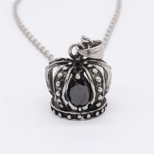 时尚钛钢项链 欧美个性复古中世纪欧洲宝石皇冠男女钛钢项链