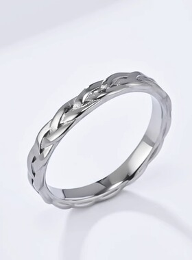 时尚钛钢戒指 欧美简约风编织链条戒指 编织的爱恋钢戒指指环