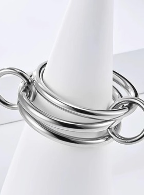 时尚钛钢戒指 欧美三层堆叠戒指多环可分戴戒指 食指钛钢戒指指环