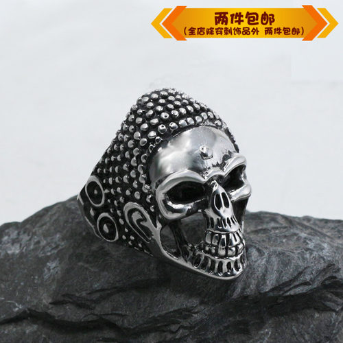 骷髅头朋克风钛钢戒指