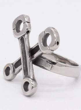 时尚钛钢男款戒指 欧美个性复古螺丝扳手钛钢戒指指环