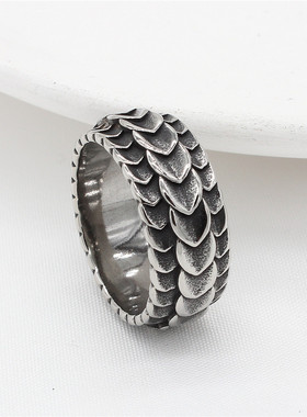 时尚钛钢男款戒指欧美个性复古