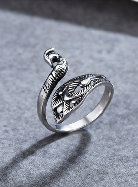 时尚钛钢男款戒指 时尚简约个性复古孔雀钛钢戒指指环