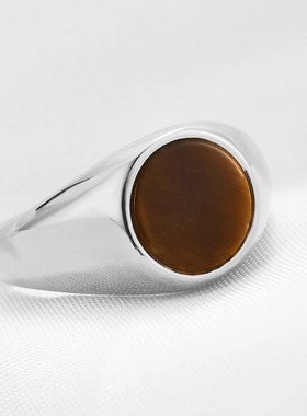 时尚钛钢戒指 欧美复古简约圆形镶猫眼石钛钢戒指指环