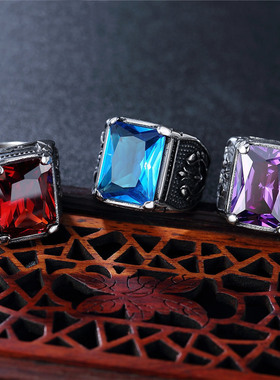 时尚钛钢男款戒指 个性复古橄榄枝钛钢戒指潮男指环