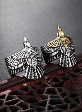 欧美复古朋克风老鹰男士钛钢戒指