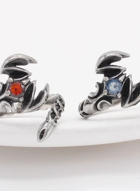 时尚钛钢男款戒指 欧美复古镶钻立体蝎子戒指 天蝎座钛钢戒指指环