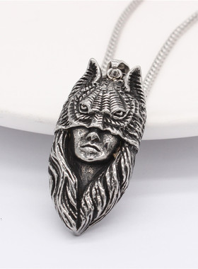 时尚钛钢项链 欧美个性复古街头朋克狼人钛钢吊坠钛钢项链