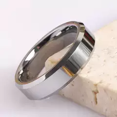 Fashionable Tungsten Steel Ring, Double Beveled Tungsten Steel Smooth Ring, Simple Tungsten Steel Ring, Scratch-Resistant Tungsten Gold Ring