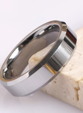 时尚钨钢戒指 双斜边钨钢光面戒指简约钨钢戒指防剐蹭钨金戒指