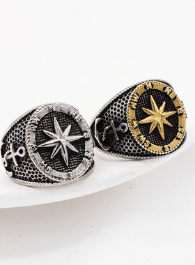 时尚钛钢男款戒指欧美简约十字架